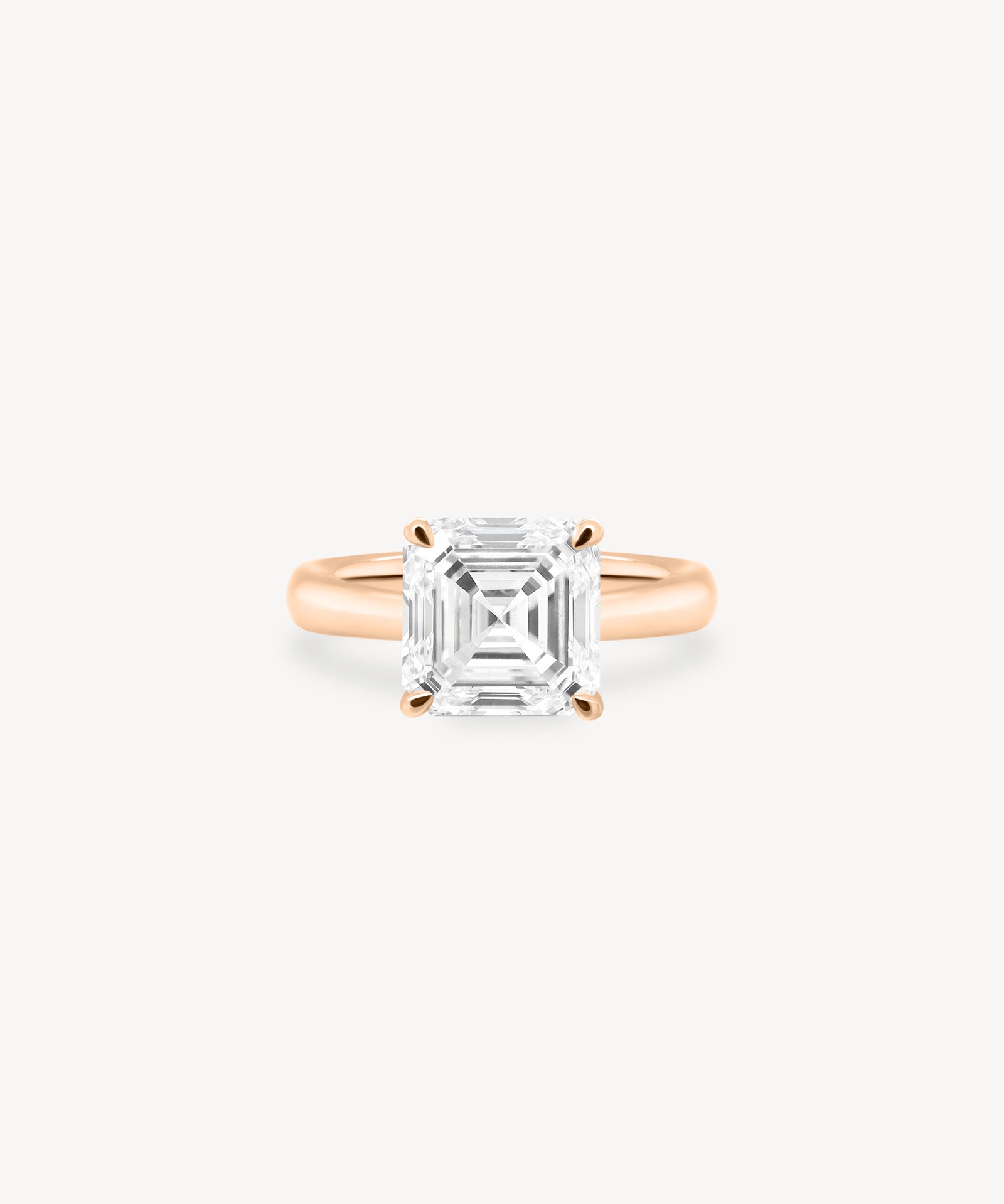 Classic Asscher Cut Diamond Solitaire Ring in Cathedral Setting