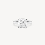 Classic Cushion Cut Diamond Solitaire Ring in Cathedral Setting