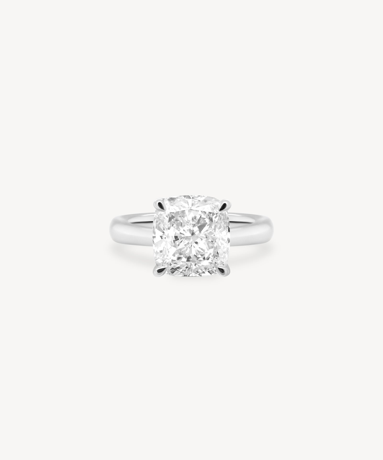 Classic Cushion Cut Diamond Solitaire Ring in Cathedral Setting