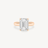 Classic Emerald Cut Diamond Solitaire Ring in Cathedral Setting