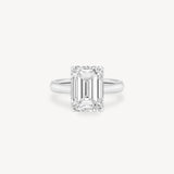 Classic Emerald Cut Diamond Solitaire Ring in Cathedral Setting