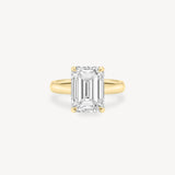 Classic Emerald Cut Diamond Solitaire Ring in Cathedral Setting