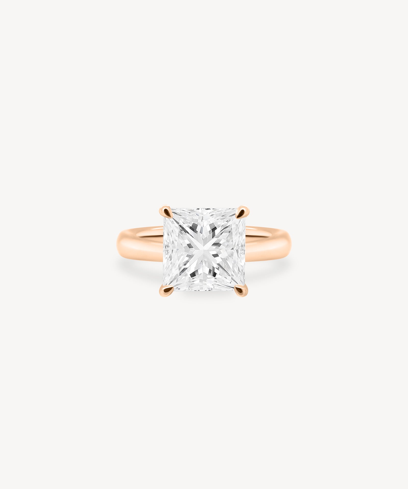 Classic Princess Cut Diamond Solitaire Ring in Cathedral Setting