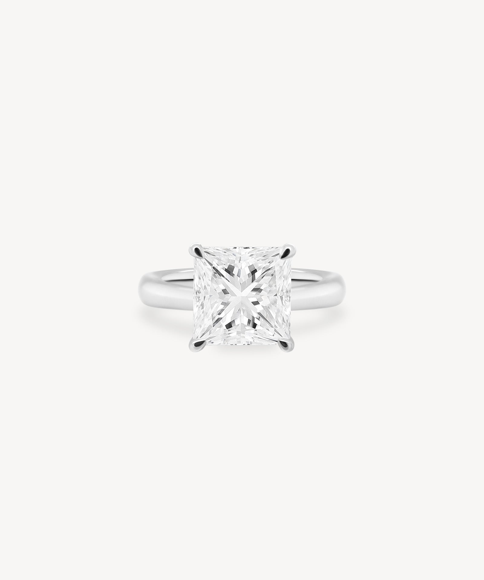 Classic Princess Cut Diamond Solitaire Ring in Cathedral Setting