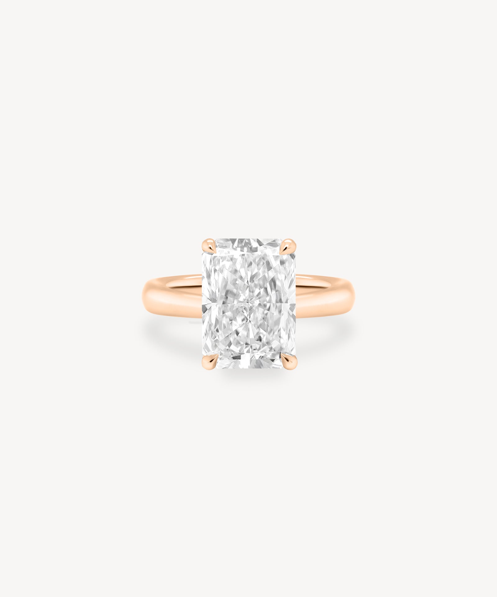 Classic Radiant Cut Diamond Solitaire Ring in Cathedral Setting