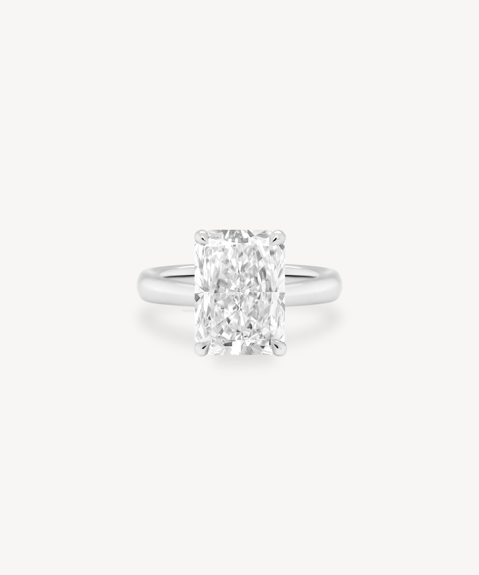 Classic Radiant Cut Diamond Solitaire Ring in Cathedral Setting