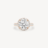 Round Cut Diamond Halo Pavé Ring In Cathedral Setting
