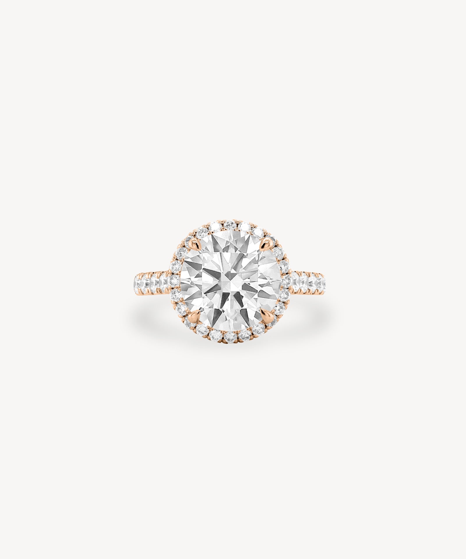 Round Cut Diamond Halo Pavé Ring In Cathedral Setting