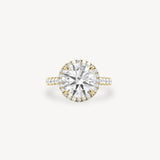 Round Cut Diamond Halo Pavé Ring In Cathedral Setting