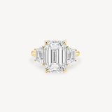 Emerald Cut Diamond Three Stone Ring With Trapezoid Cut Side Stones