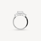 Emerald Cut Diamond Three Stone Ring With Trapezoid Cut Side Stones