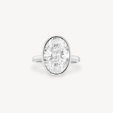 Oval Cut Diamond Solitaire Bezel Ring with Hidden Halo