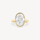 Oval Cut Diamond Solitaire Bezel Ring with Hidden Halo