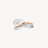 Pear Cut Diamond Two Layer Wave Gold Ring