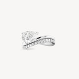 Pear Cut Diamond Two Layer Wave Gold Ring