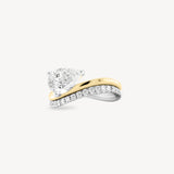 Pear Cut Diamond Two Layer Wave Gold Ring