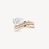 Pear Cut Diamond Three Layer Wave Gold Ring