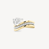 Pear Cut Diamond Three Layer Wave Gold Ring