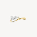 Pear Cut Diamond Two Layer Wave Gold Ring