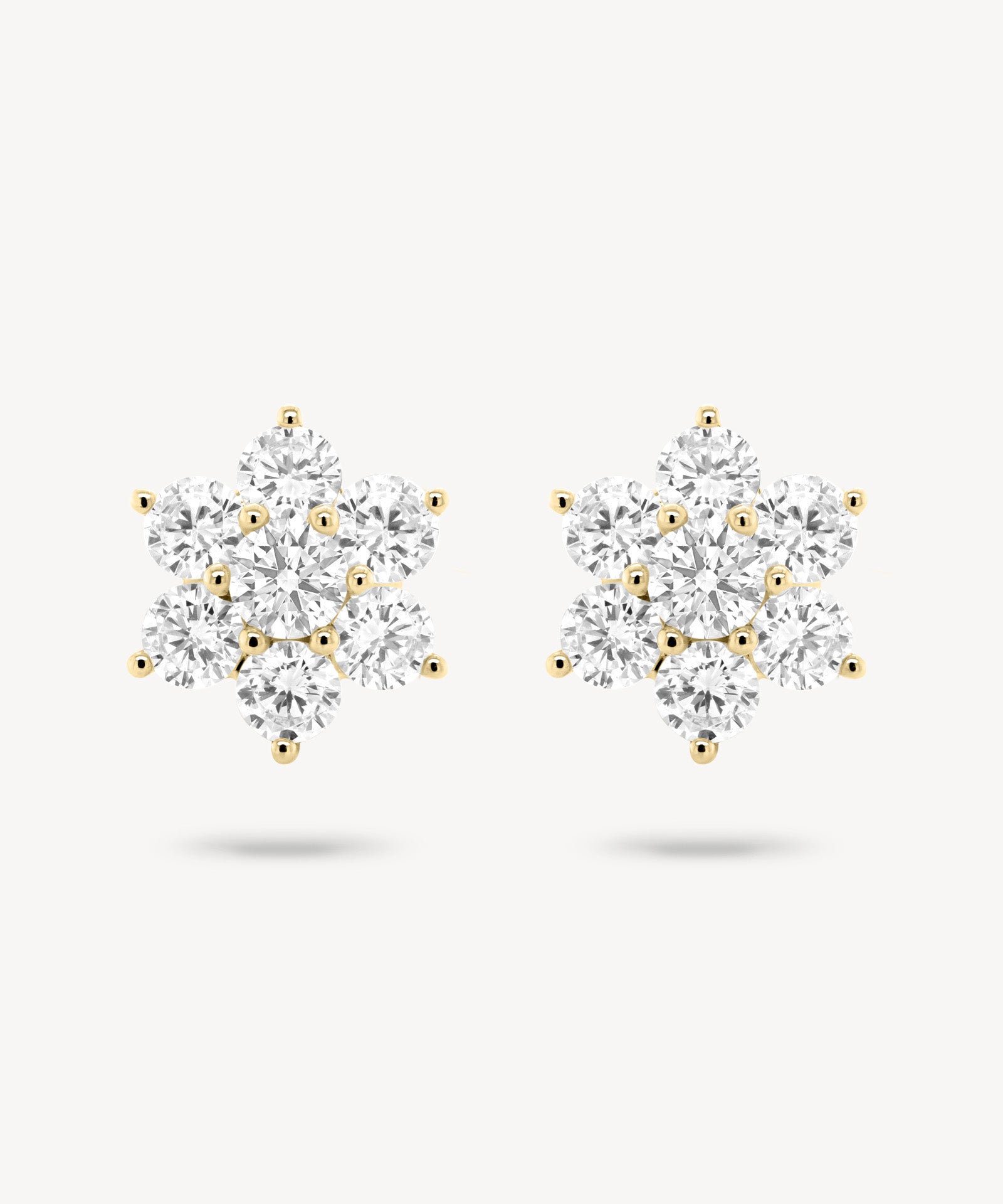 Large Diamond Cluster Flower Stud Earrings
