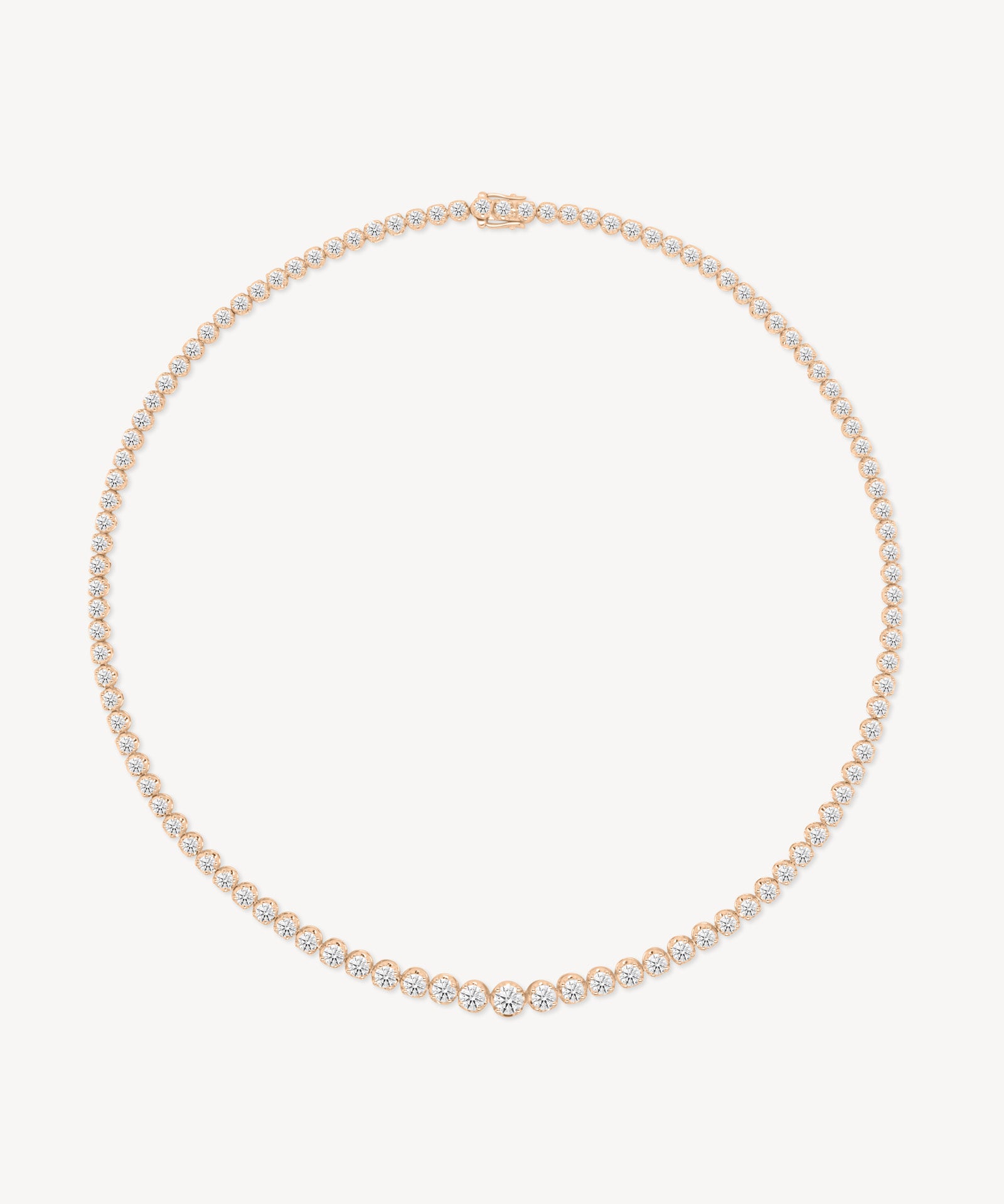 Graduated Round Cut Diamond Tennis Necklace in Enlargement Setting