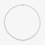 Graduated Round Cut Diamond Tennis Necklace in Enlargement Setting