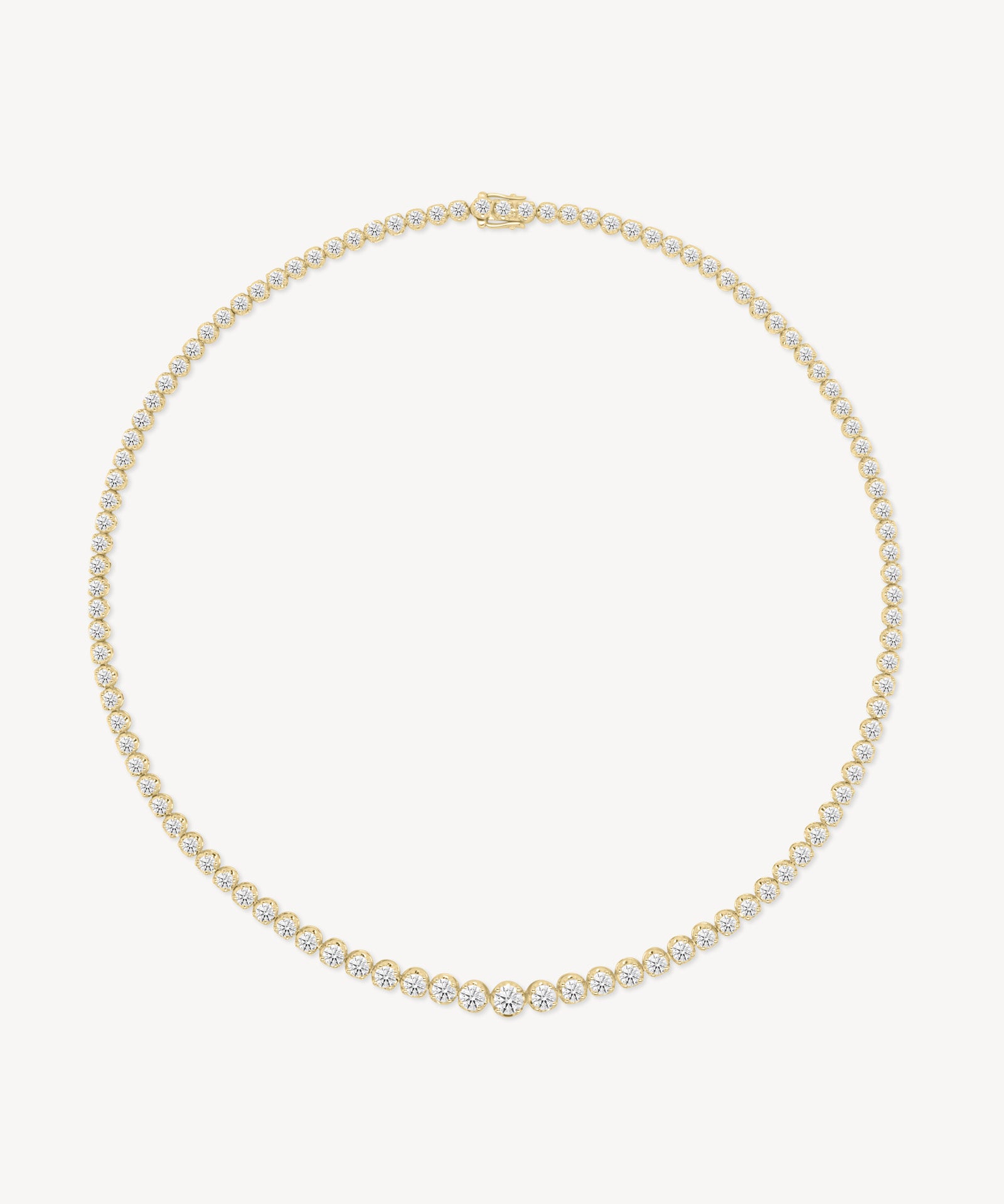 Graduated Round Cut Diamond Tennis Necklace in Enlargement Setting