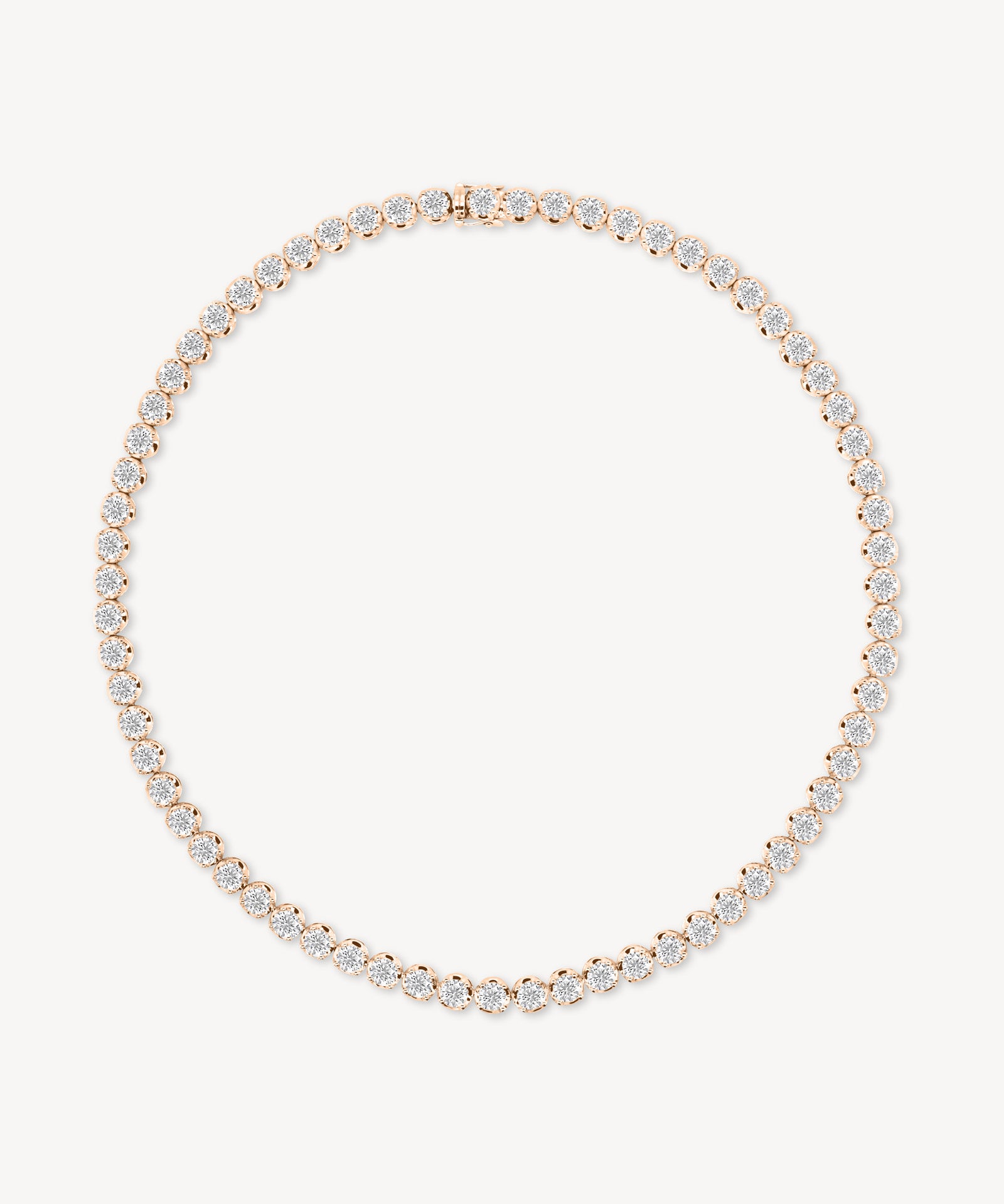 Round Cut Diamond Tennis Necklace in Enlargement Setting (Large)