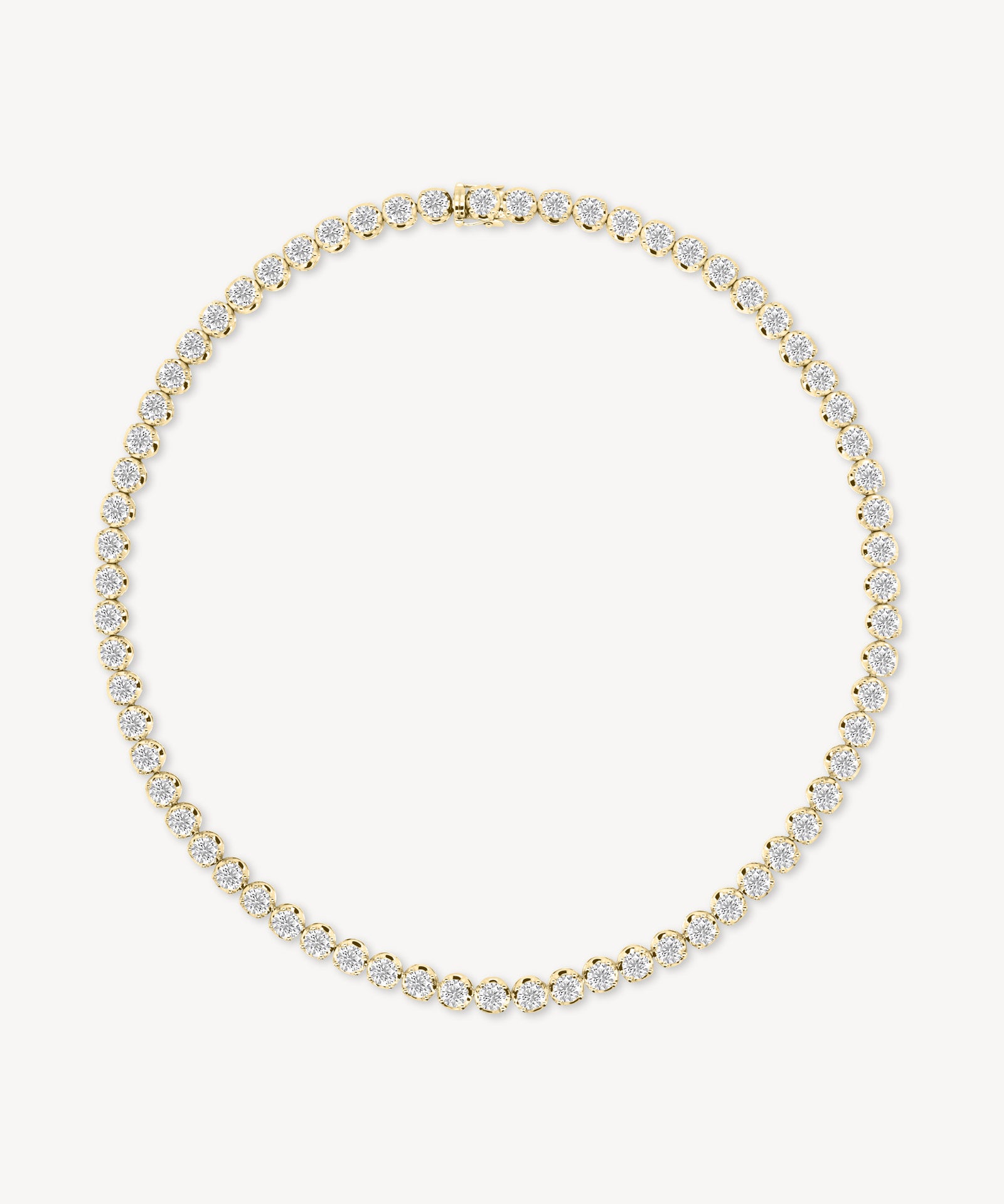 Round Cut Diamond Tennis Necklace in Enlargement Setting (Large)