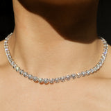 Round Cut Diamond Tennis Necklace in Enlargement Setting (Large)