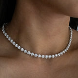 Round Cut Diamond Tennis Necklace in Enlargement Setting (Large)