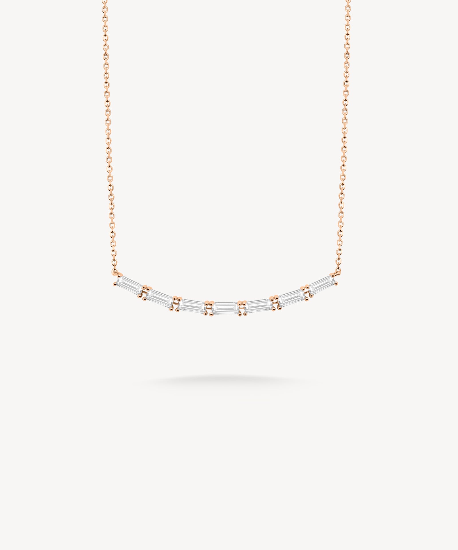 Baguette Cut Diamond Bar Necklace