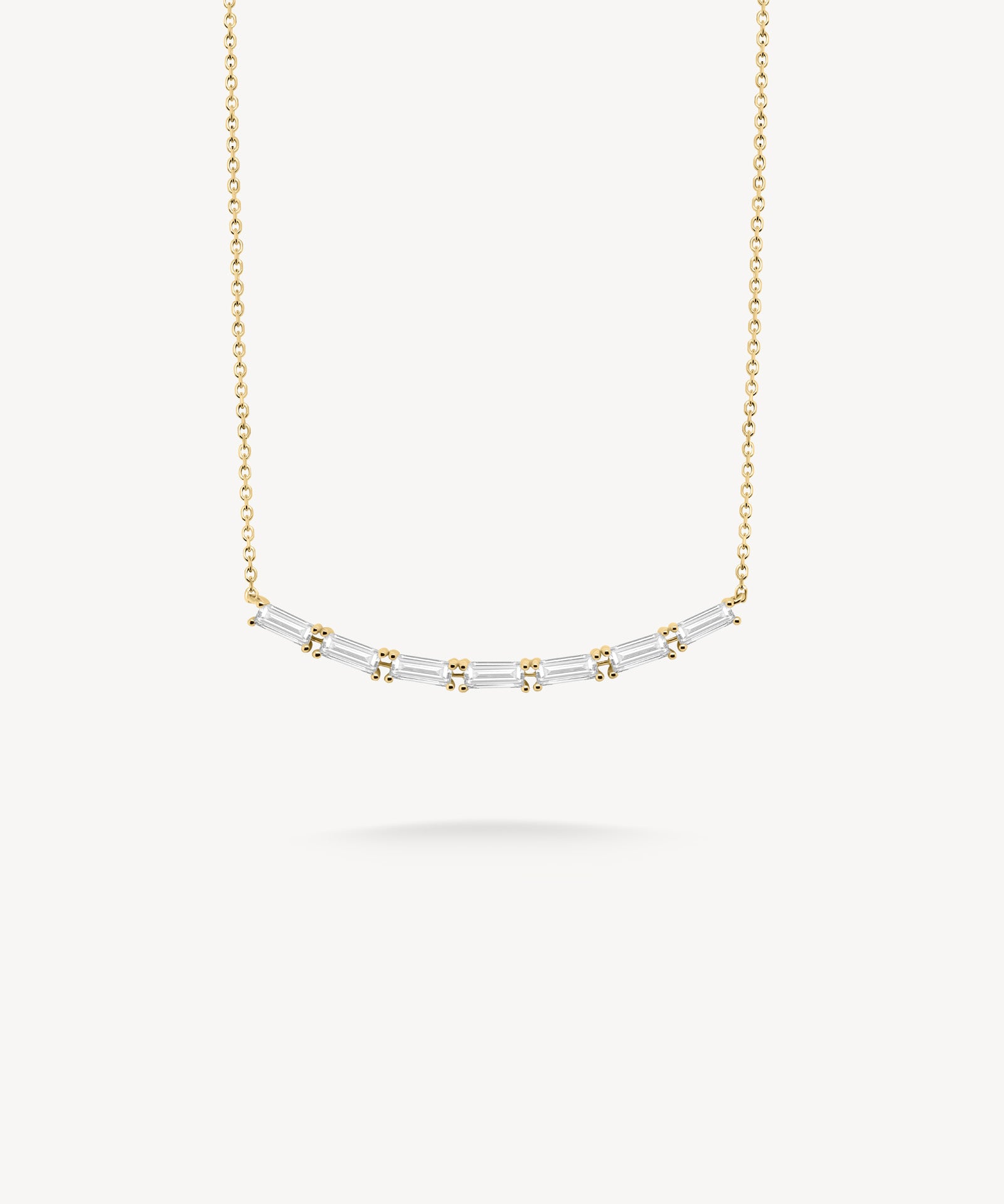 Baguette Cut Diamond Bar Necklace