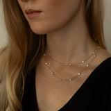 Round Cut Diamond Station Necklace (Small)