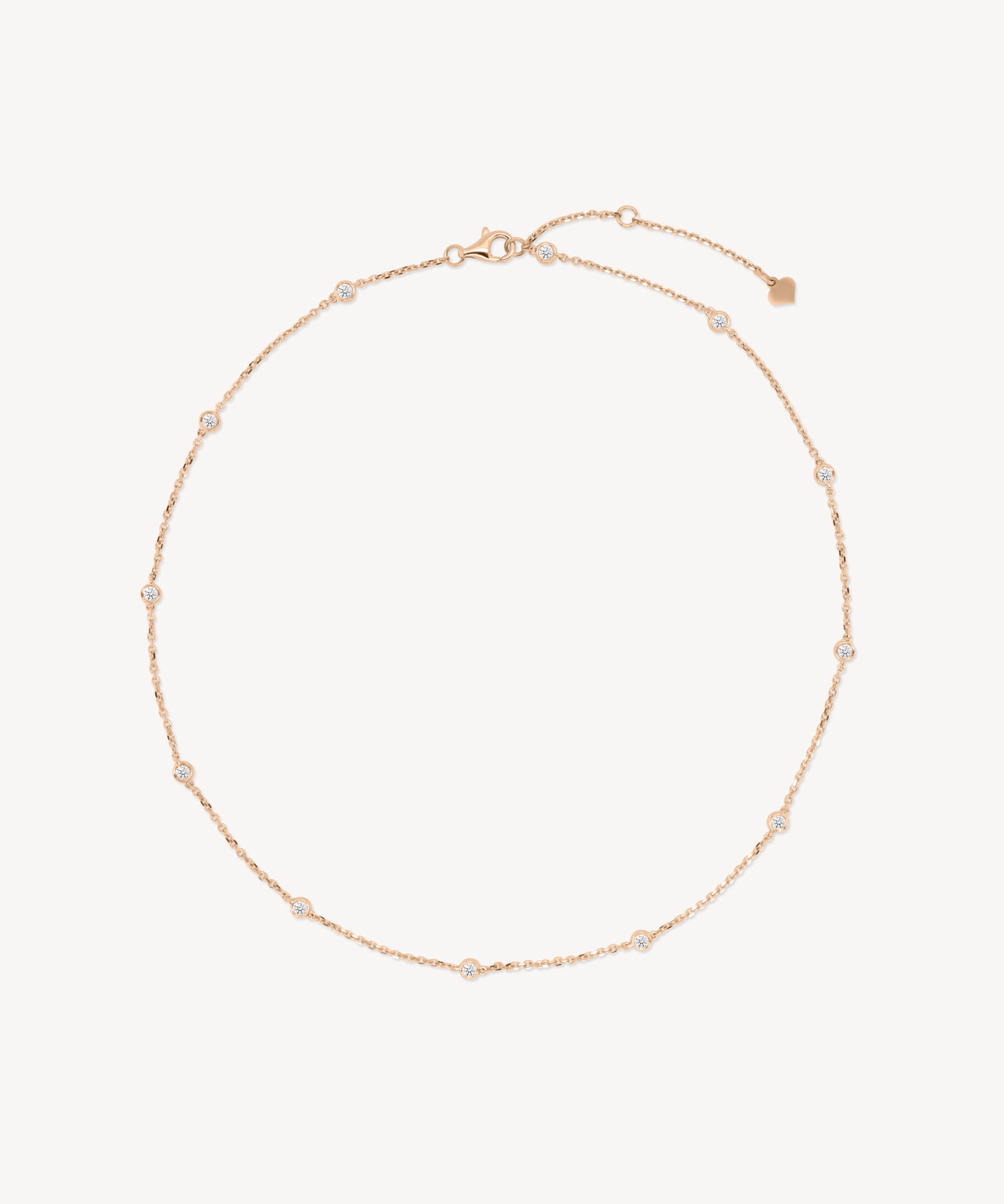 Round Cut Diamond Station Necklace (Small)