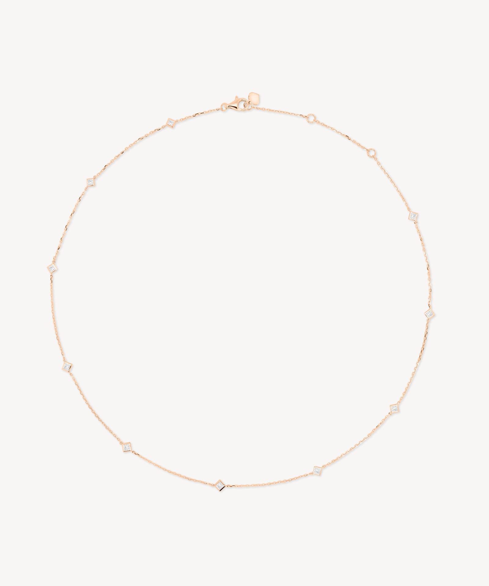 Princess Cut Station Necklace