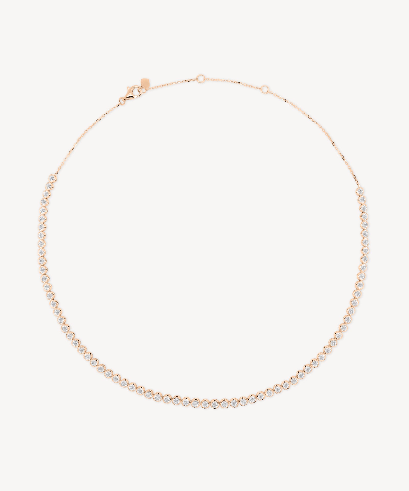 Round Cut Diamond Adjustable Tennis Necklace in Enlargement Setting