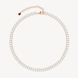 Double Row Round Cut Diamond Tennis Necklace