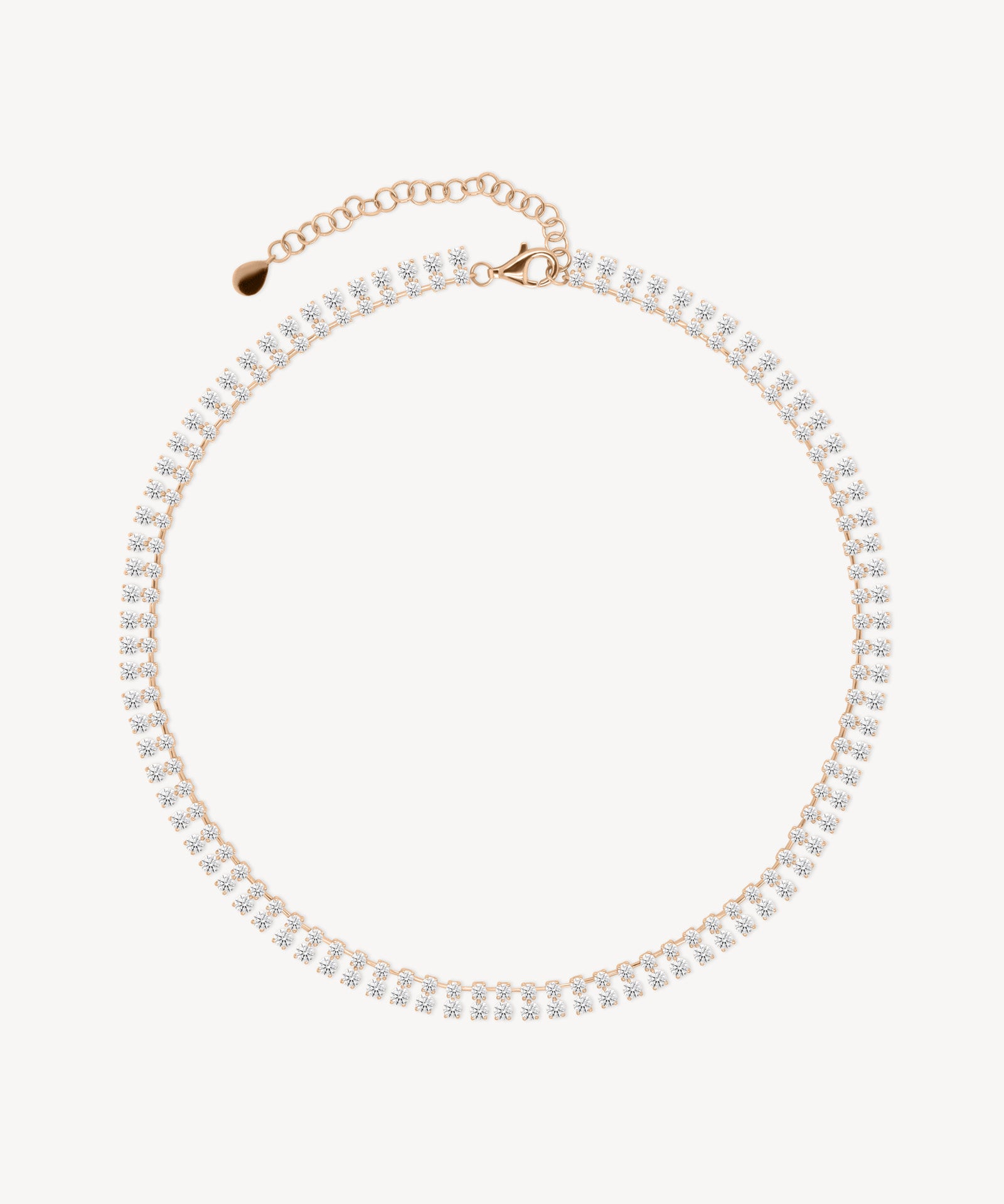 Double Row Round Cut Diamond Tennis Necklace