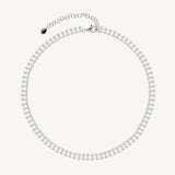 Double Row Round Cut Diamond Tennis Necklace