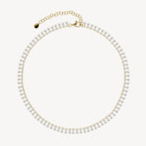 Double Row Round Cut Diamond Tennis Necklace