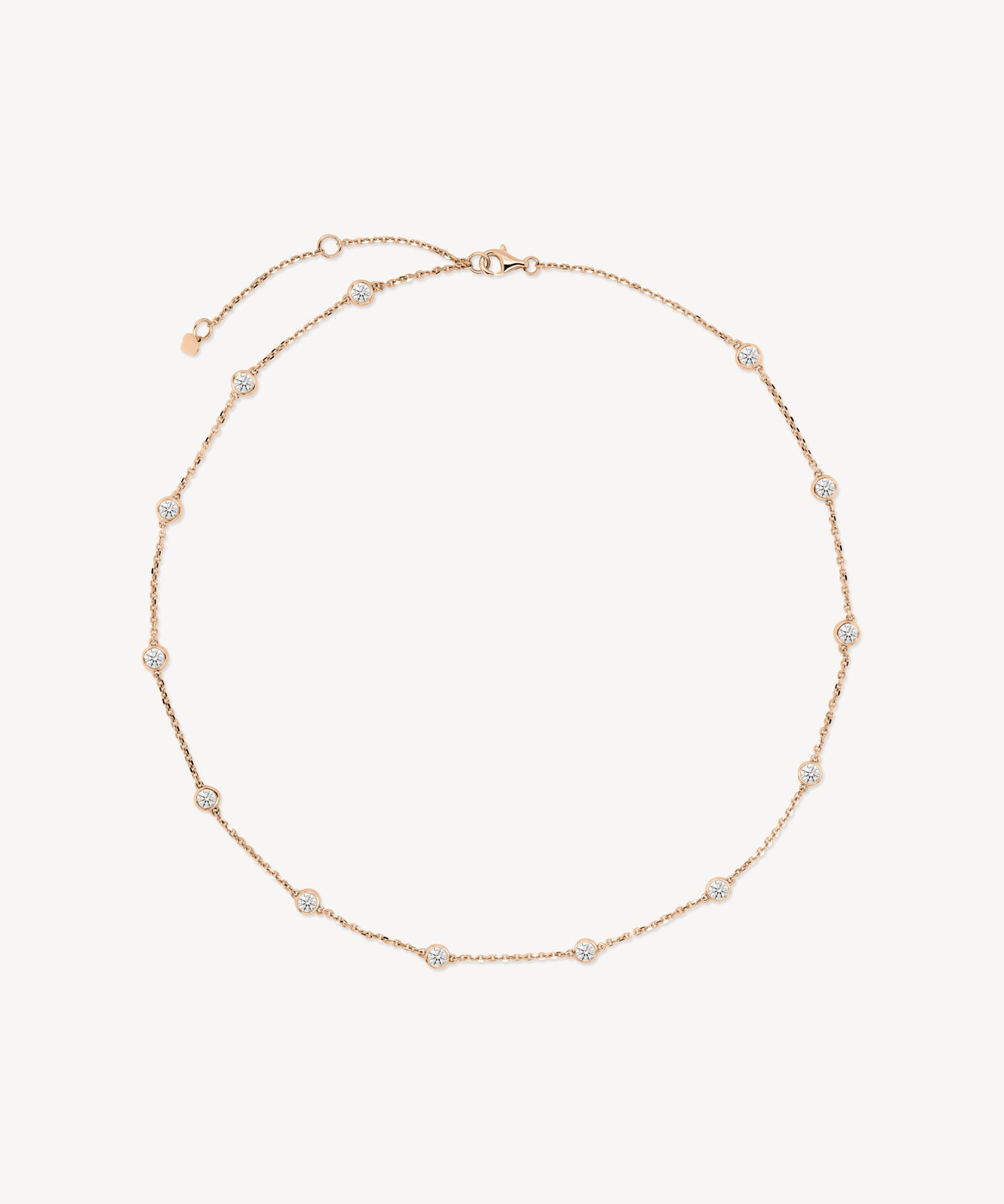 Round Cut Diamond Station Necklace (Large)