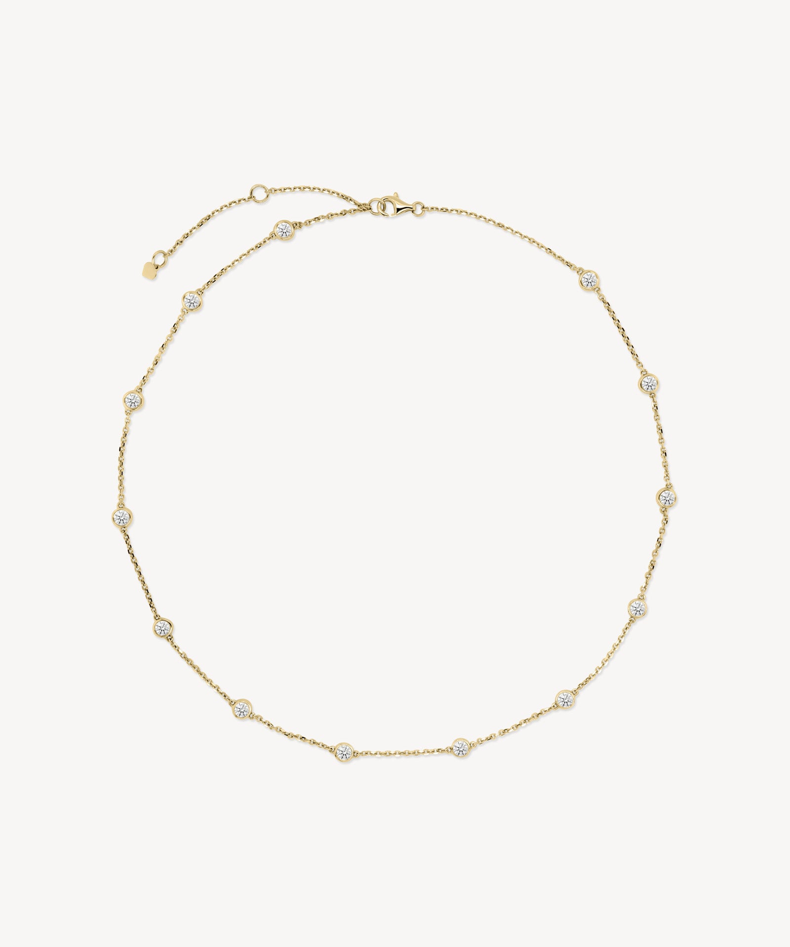Round Cut Diamond Station Necklace (Large)