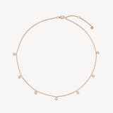 Round Cut Diamond Station Droplet Necklace