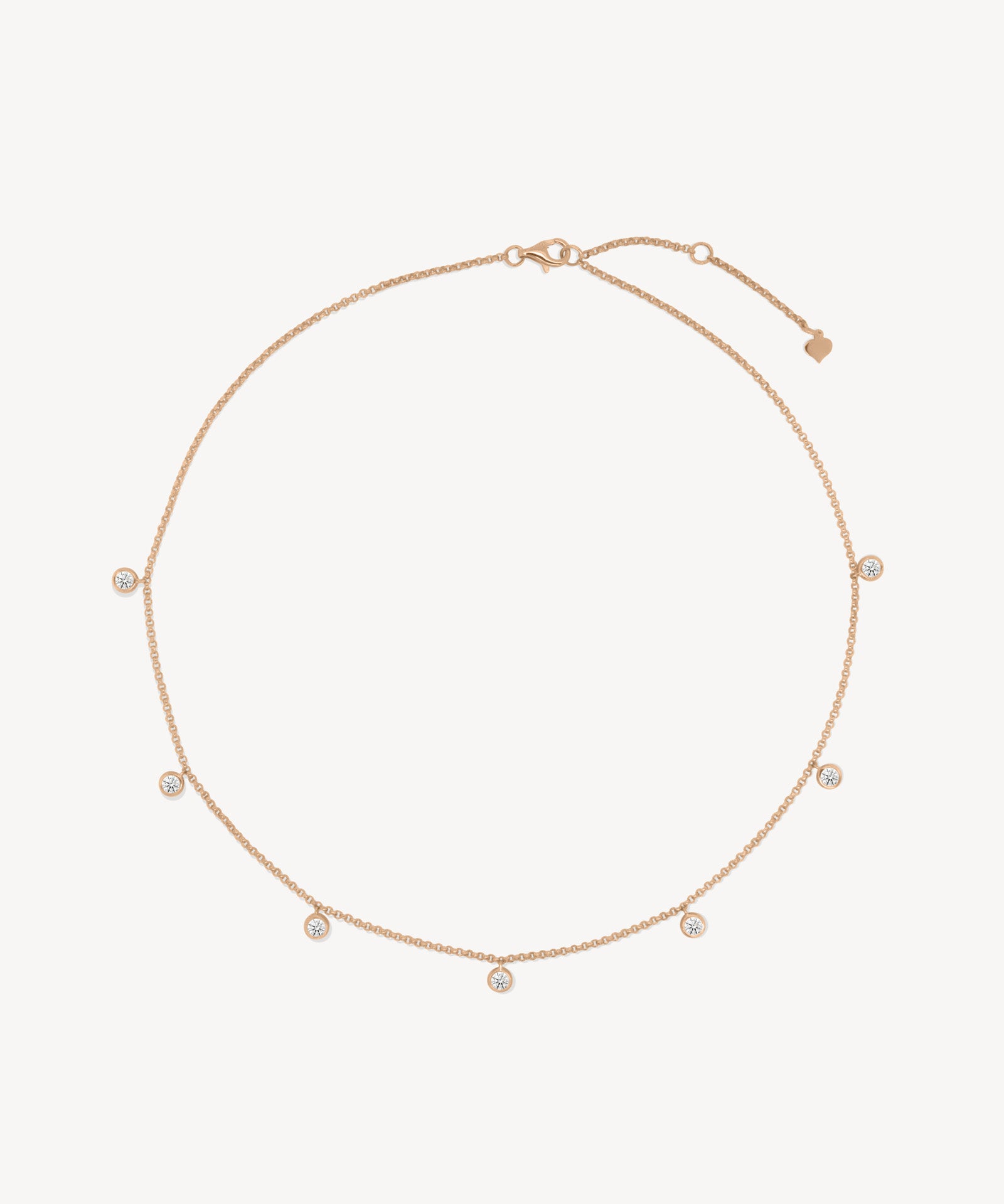 Round Cut Diamond Station Droplet Necklace