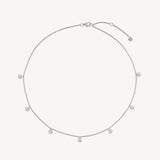 Round Cut Diamond Station Droplet Necklace