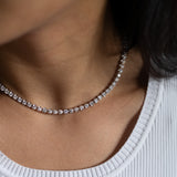 Round Cut Diamond Tennis Necklace in Enlargement Setting (Medium)