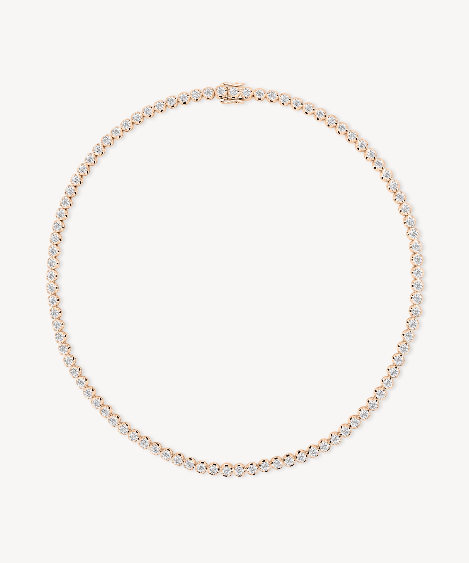 Round Cut Diamond Tennis Necklace in Enlargement Setting (Medium)