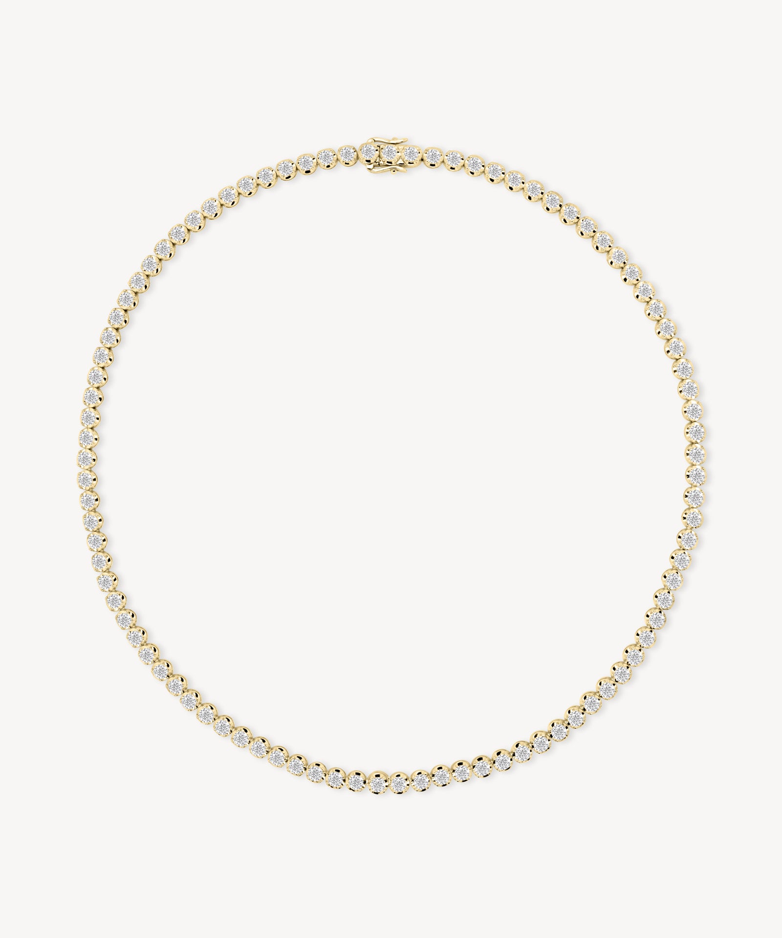 Round Cut Diamond Tennis Necklace in Enlargement Setting (Medium)