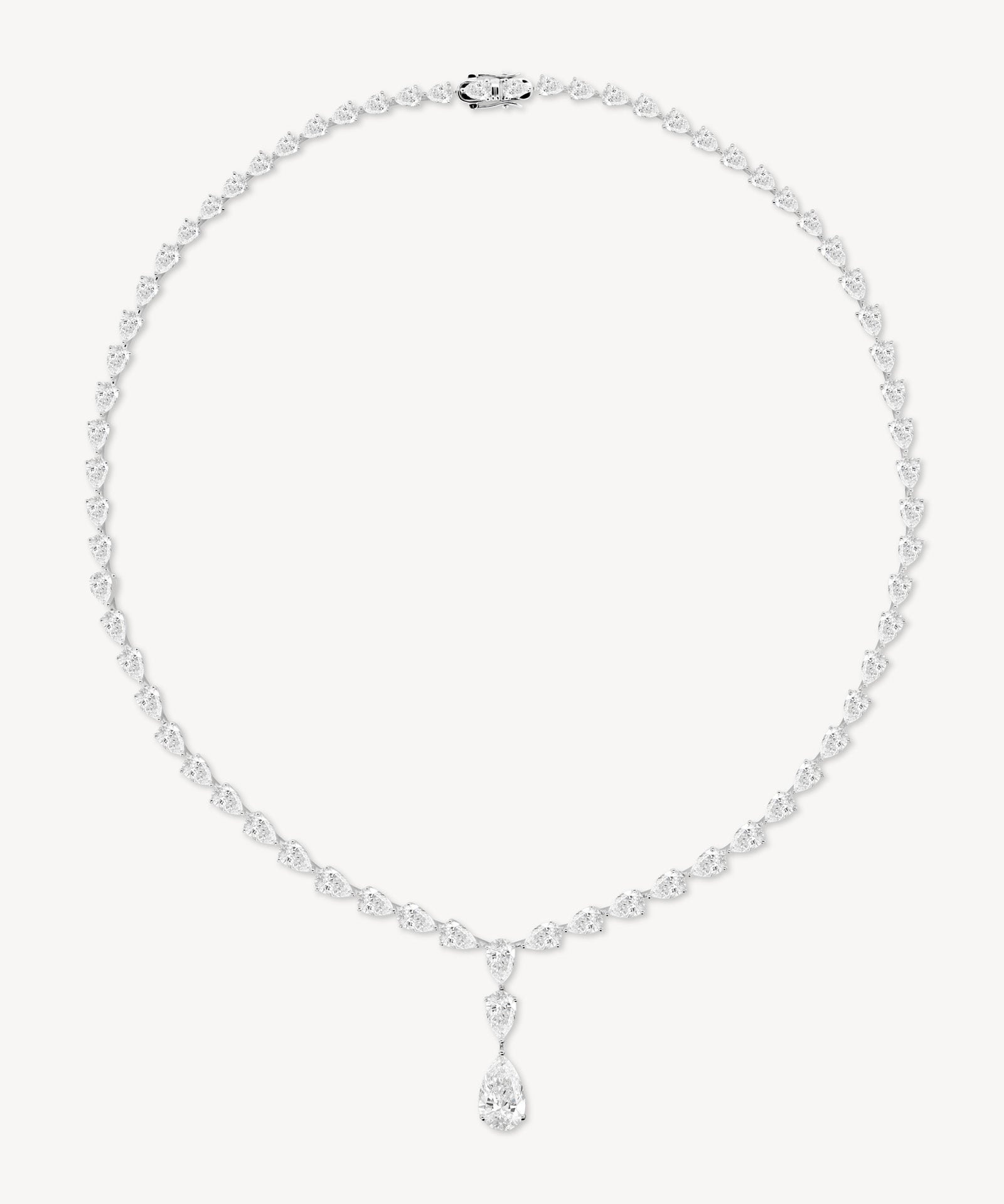 Graduated pear drop diamond necklace in white gold